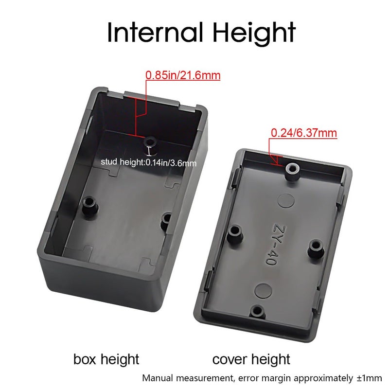 LeMotech 5Pcs ABS Plastic Electrical Project Case Power Junction Box, Project Box Black 2.4 x 1.4 x 1.0 inch (61 x 36 x 25 mm) - Image 4